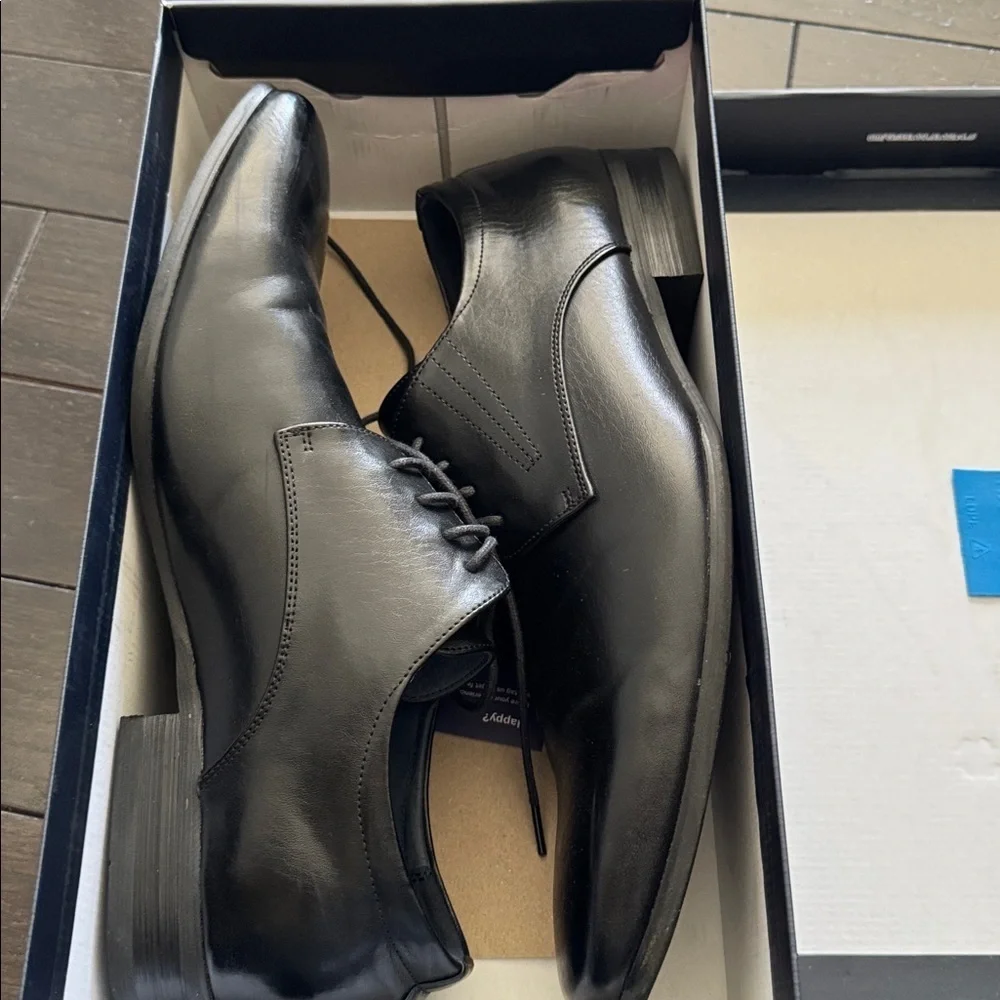 Men's Formal Black Oxford Lace Up Leather Lined Dress Shoes Size 11